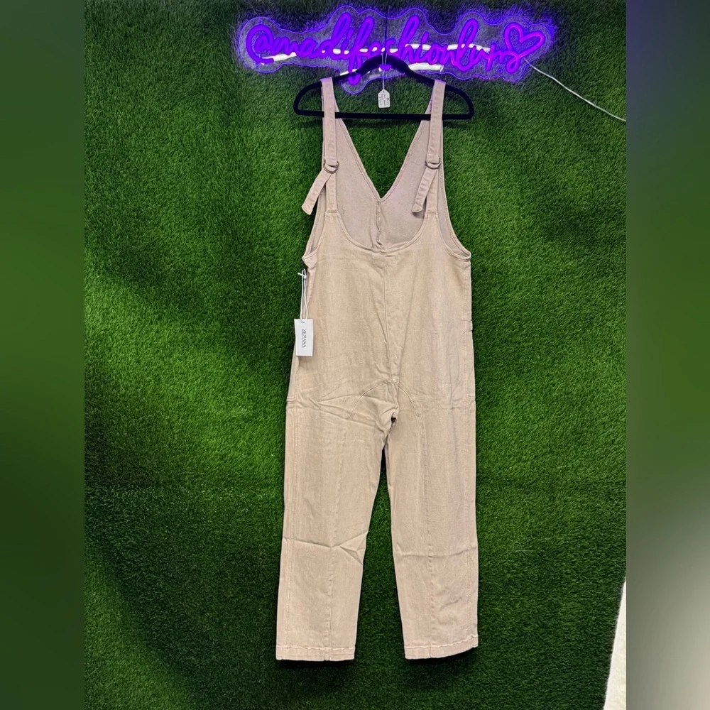 🚨1 left🚨Ash Mocha Baggy Zenana Jumpsuit - Picture 2 of 2